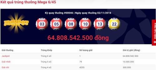 Chiec ve so doc dac thu 2 tri gia gan 65 ty cua xo so Mega 645 den tu TPHCM hinh anh goc