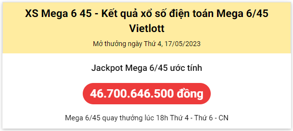 Thống kê Vietlott 17052023 - Phân tích Xổ số Mega 645 17-05 Thứ 4 1