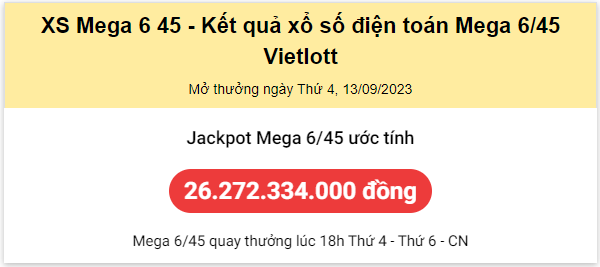 Thống kê Vietlott 13092023 - Phân tích Xổ số Mega 645 13-09 Thứ 4 1