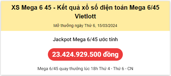 Thống kê Vietlott 15032024 - Phân tích Xổ số Mega 645 Thứ 6 1