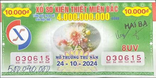 Giải Đặc biệt xổ số miền Bắc ngày 2410 thuộc về khách hàng Hà Nội 1