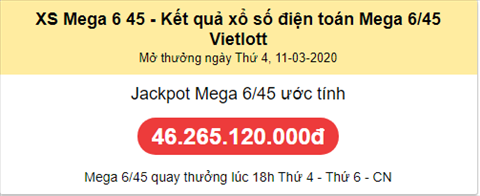 Thống kê Vietlott 11032020 - Phân tích Xổ số Mega 645 11-03Thứ 4 hình ảnh Thong ke Vietlott 11032020 - Phan tich Xo so Mega 645 11-03Thu 4 hinh anh