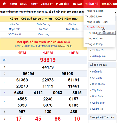 Huong dan xem thong ke tan suat xuat hien loto Mien Bac hinh anh