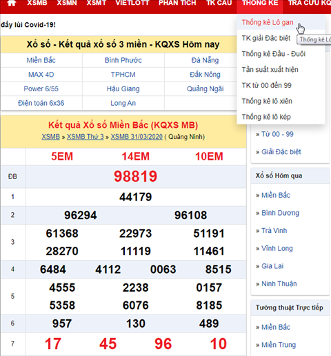 Hướng dẫn xem thống kê lô gan hình ảnh Huong dan xem thong ke lo gan hinh anh