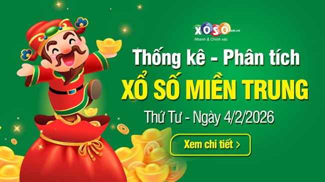 Thống kê XSMT 4/2/2026 - Phân tích Xổ số Miền Trung 4-2 Thứ 4